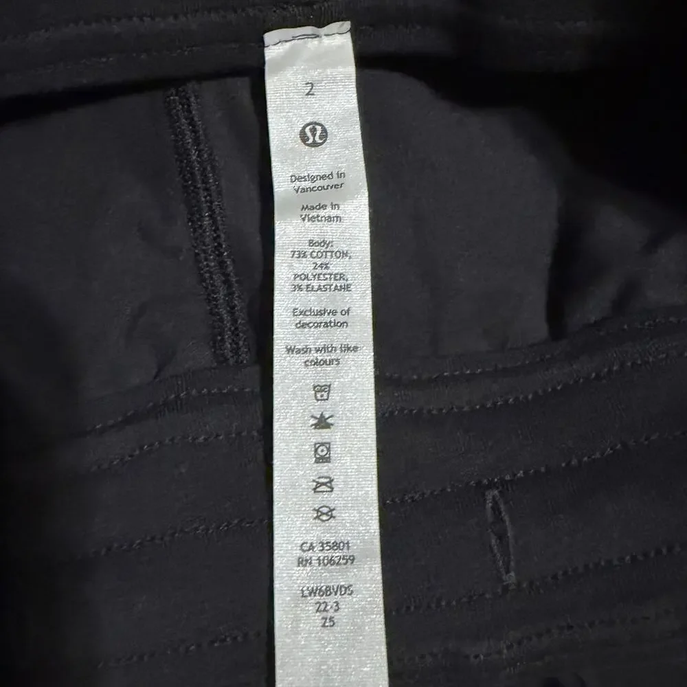 Lululemon Breezily Mid Crop Pants Black Wide Leg Drawstring Lounge Travel Women
